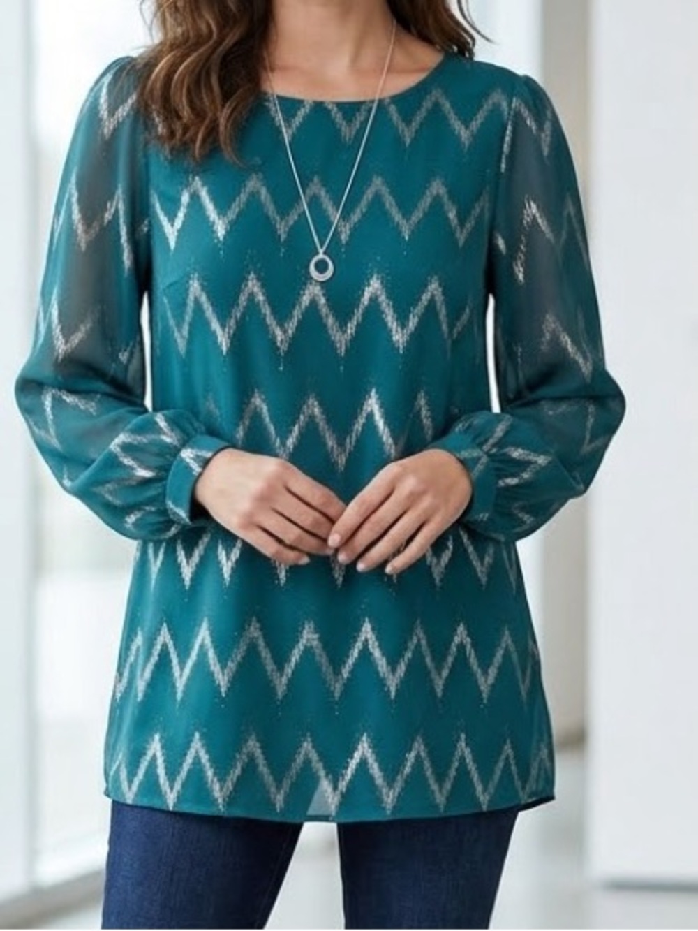 Park Lane Metallic Chevron Tunic